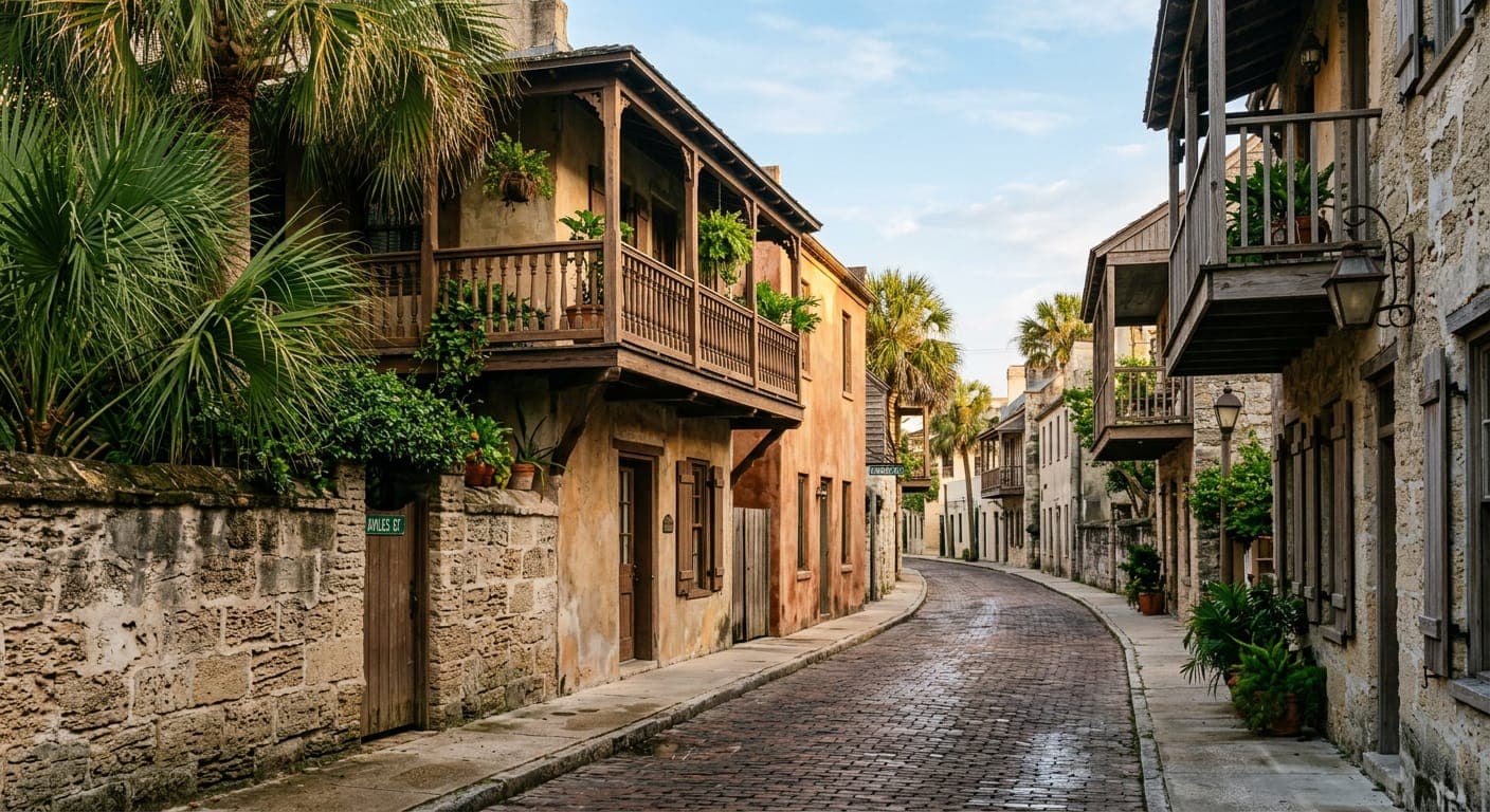 A historic street in downtown St. Augustine, Florida